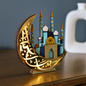 Unique Gold Crescent Moon & 3D Mosque Table Decor