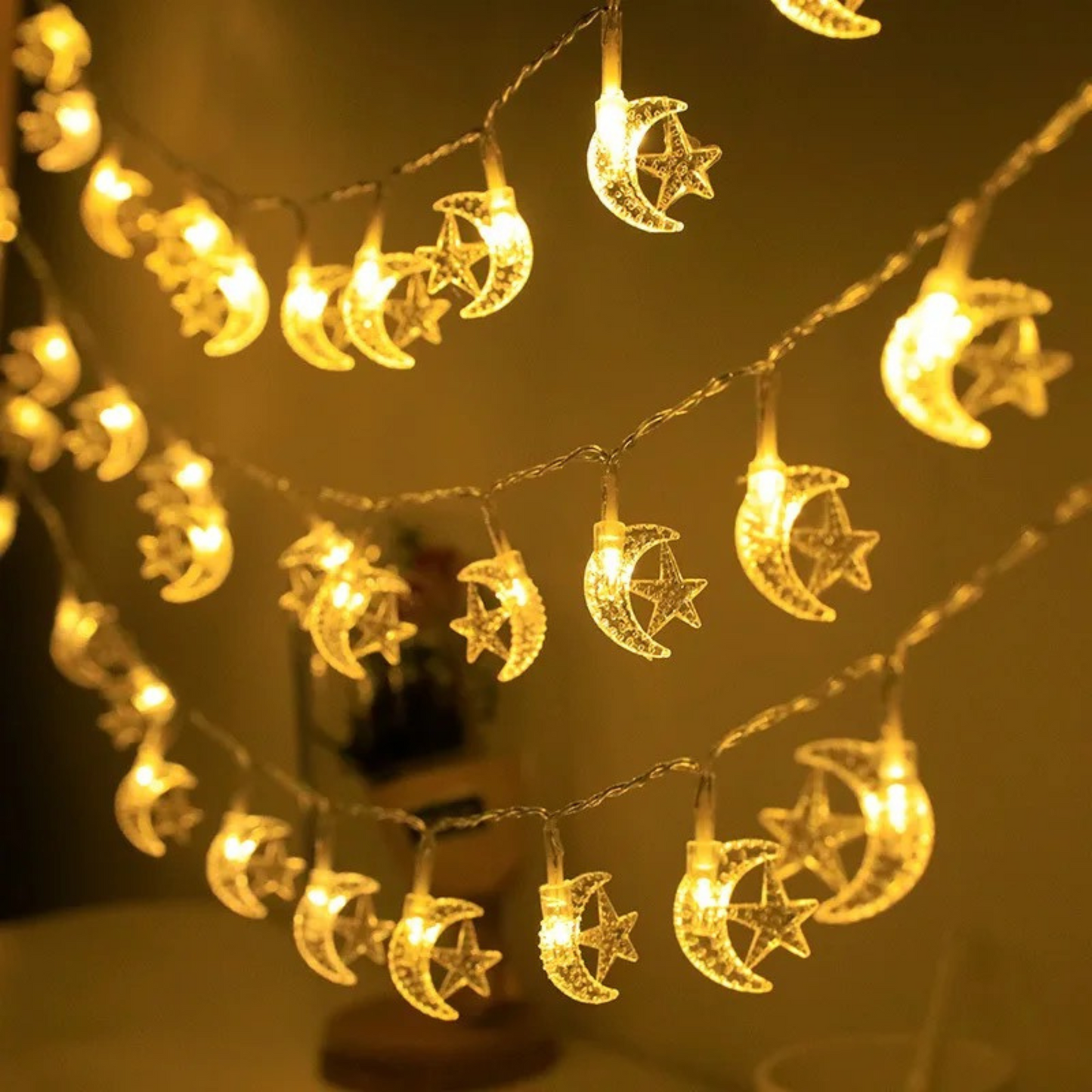 Beautiful Moon & Mosque LED String Lights with Warm Glow (3 Meters)