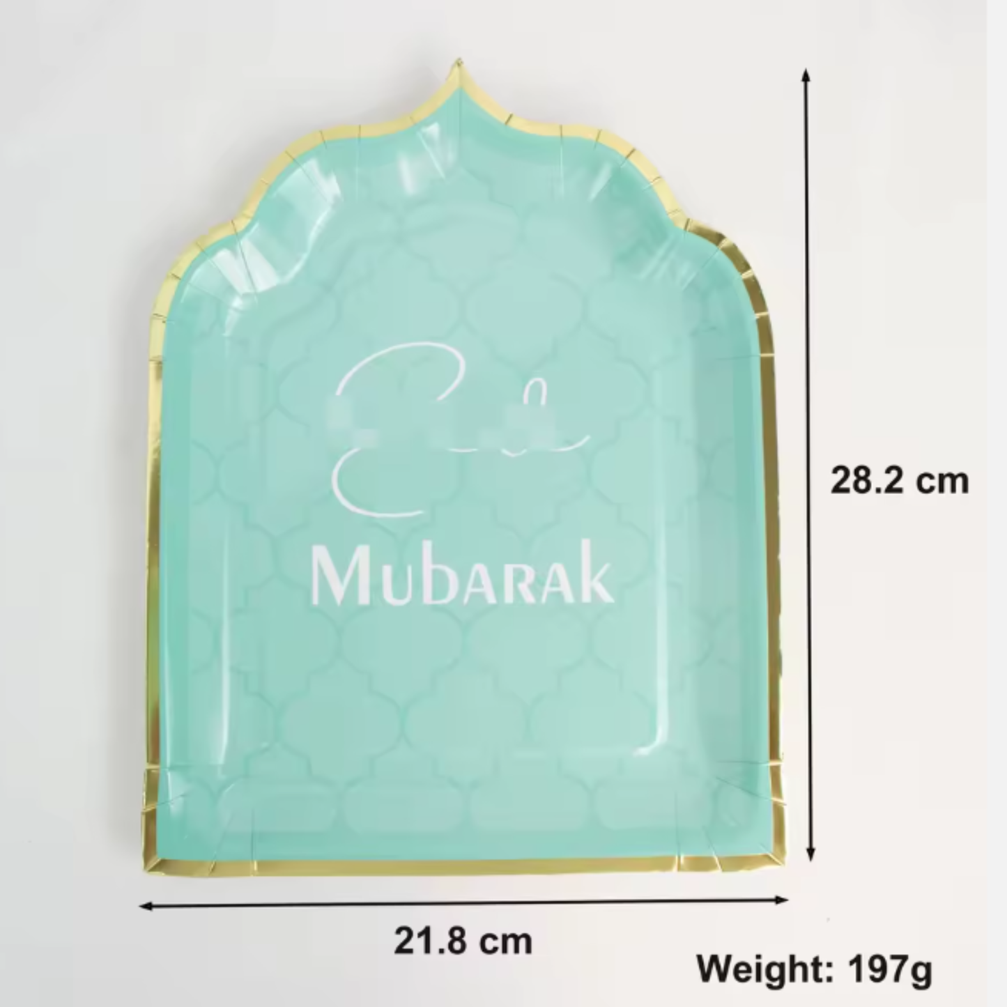 Elegant Eid Mubarak 30 Piece Dining Set – Baby Blue & Gold Tableware