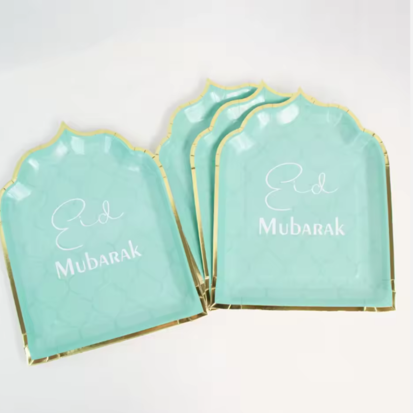 Elegant Eid Mubarak 30 Piece Dining Set – Baby Blue & Gold Tableware