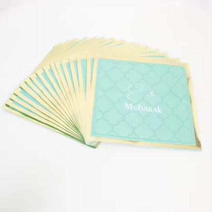 Elegant Eid Mubarak 30 Piece Dining Set – Baby Blue & Gold Tableware