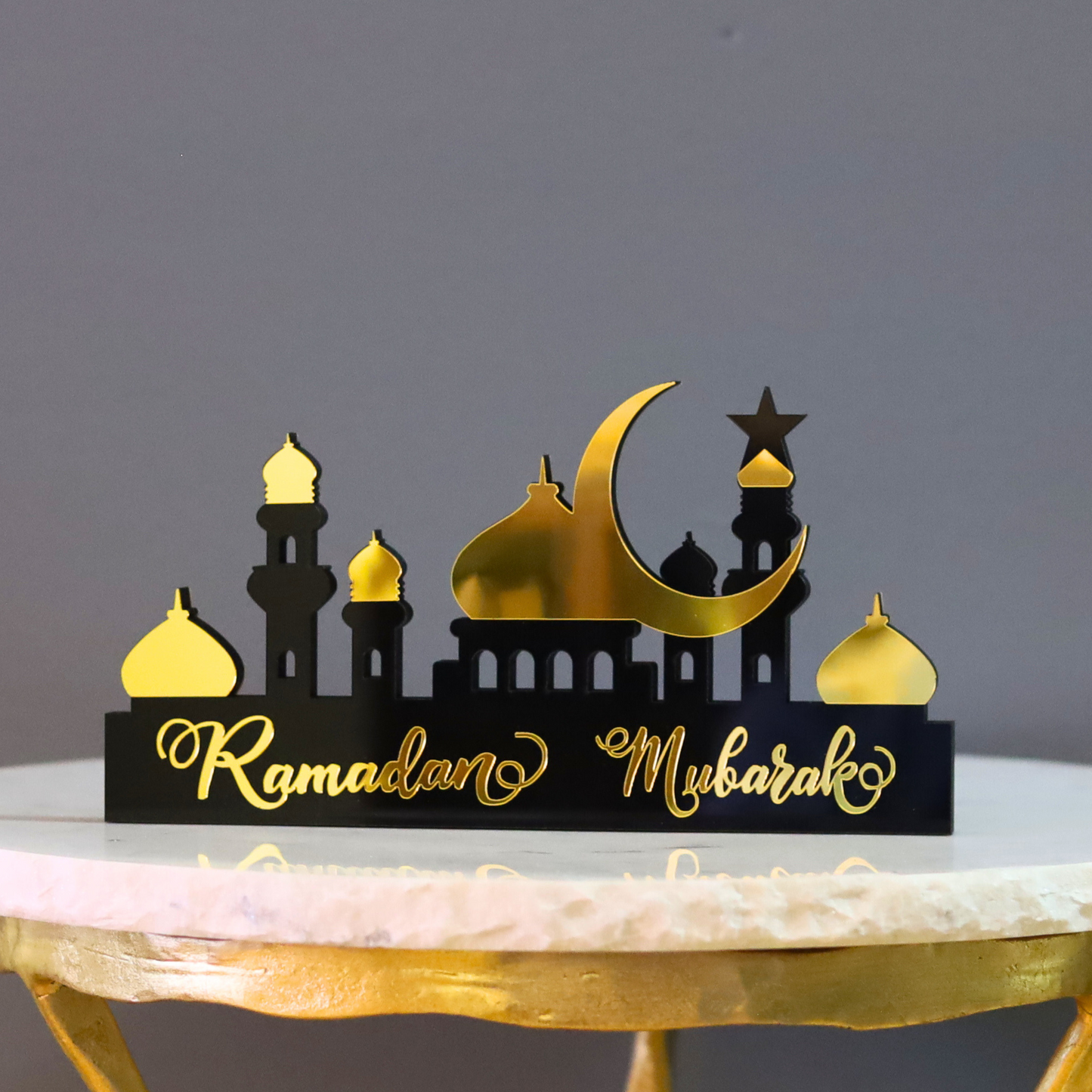 Stunning Ramadan Mubarak Two-Sided Mosque Table Decor