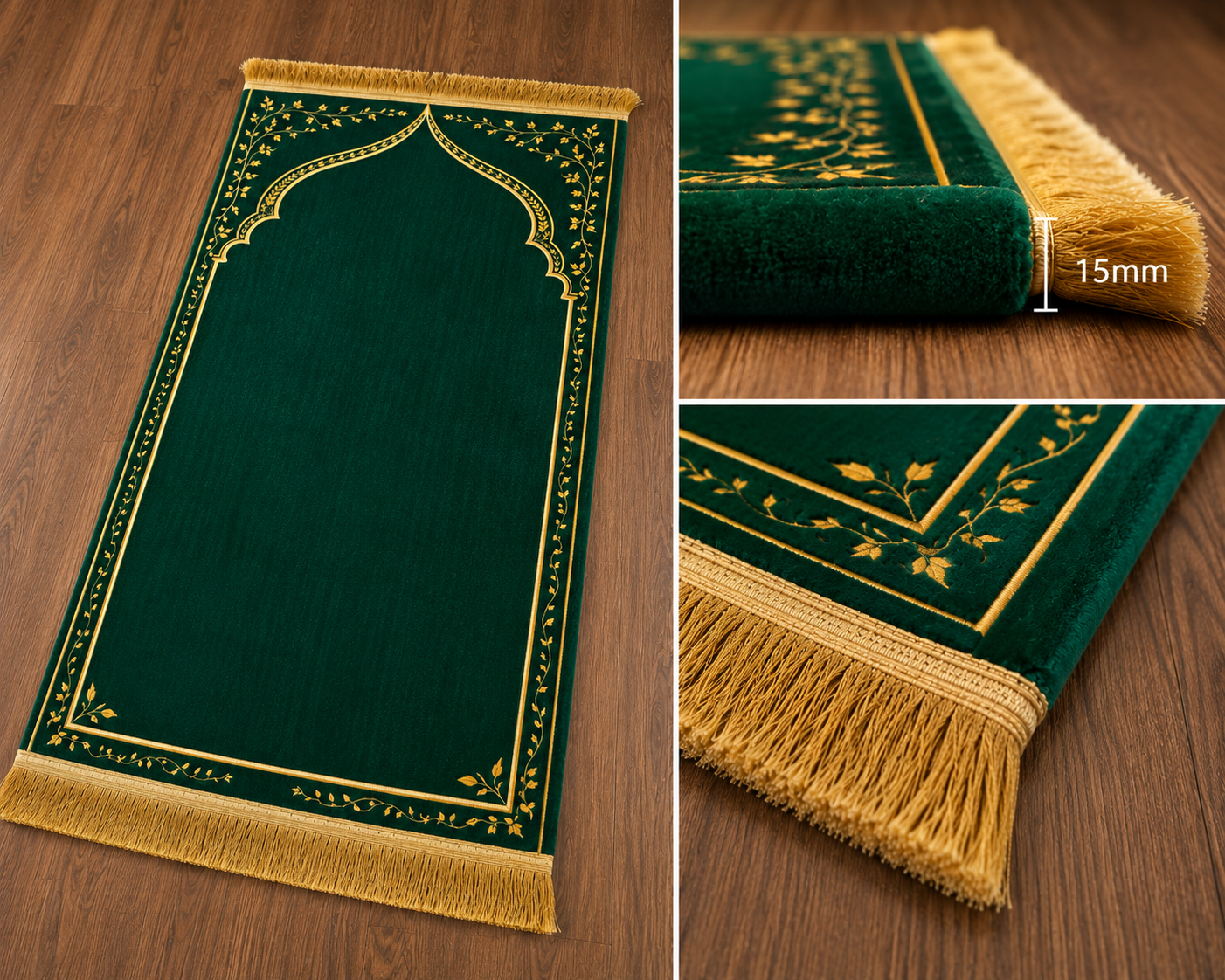 Emerald Green Ergonomic Prayer Mat – Extra Thick for Knee Comfort