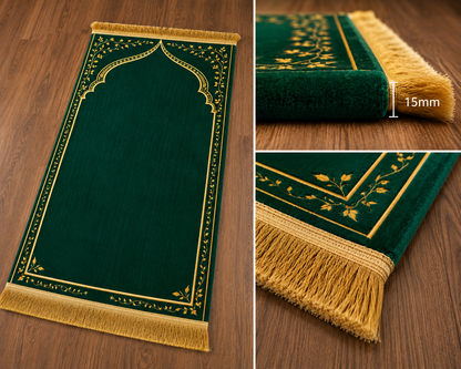 Emerald Green Ergonomic Prayer Mat – Extra Thick for Knee Comfort