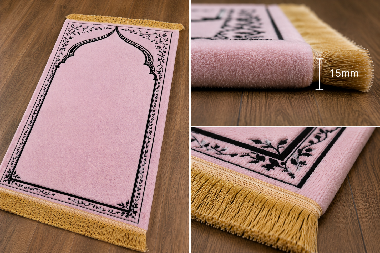 Soft Pink Ergonomic Prayer Mat – Extra Thick for Knee Comfort
