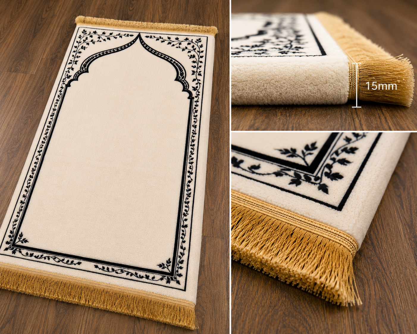 Cream Ergonomic Prayer Mat – Extra Thick for Knee Comfort