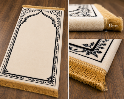 Cream Ergonomic Prayer Mat – Extra Thick for Knee Comfort