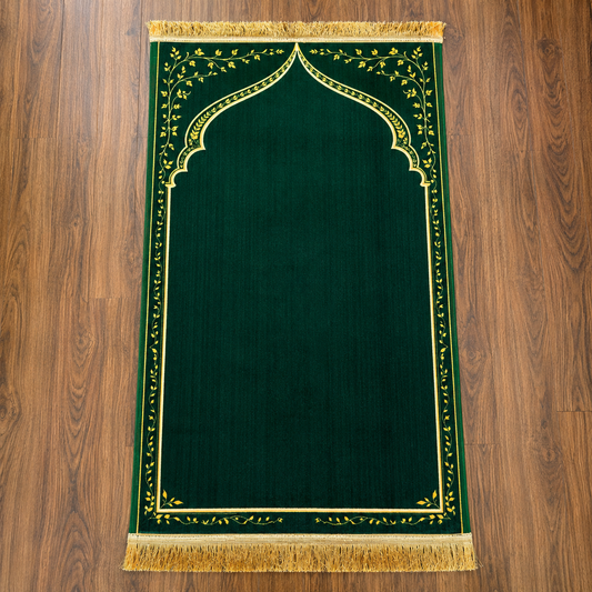 Emerald Green Ergonomic Prayer Mat – Extra Thick for Knee Comfort