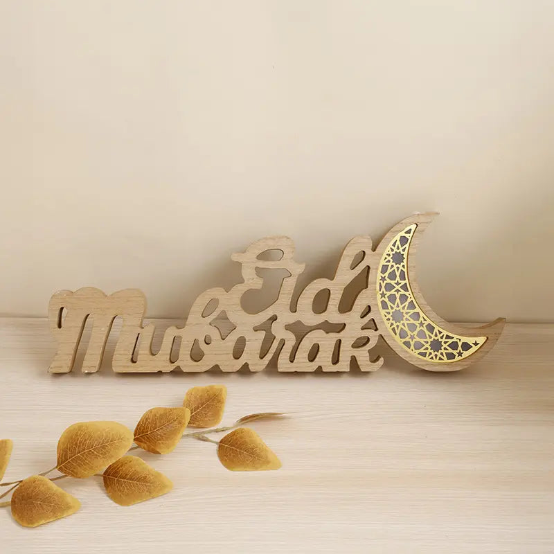 Thick Radiant Eid Mubarak Table Decor With LED Lights
