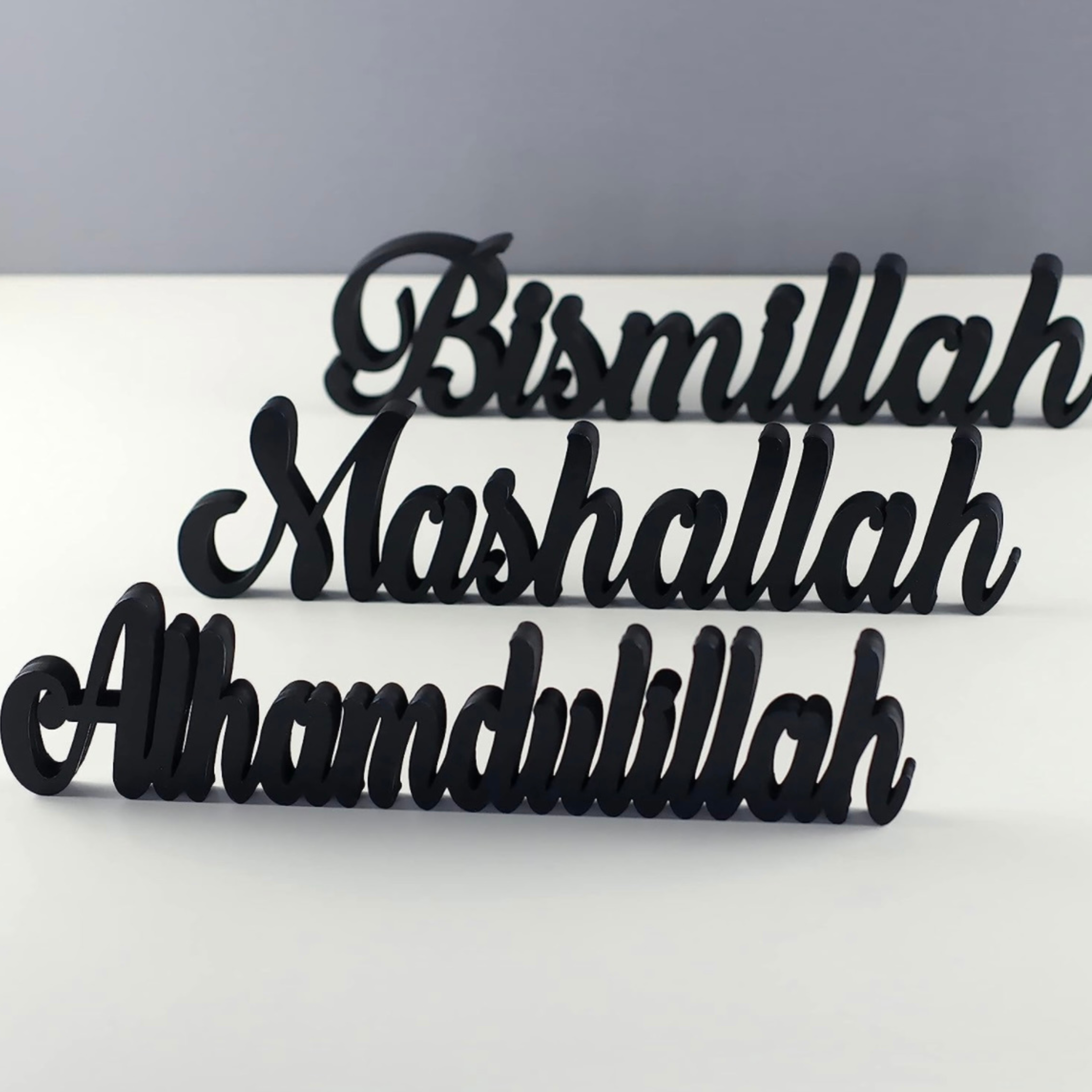 Alhamdulillah, Bismillah, Mashallah Table Decor Set of 3 (Black)